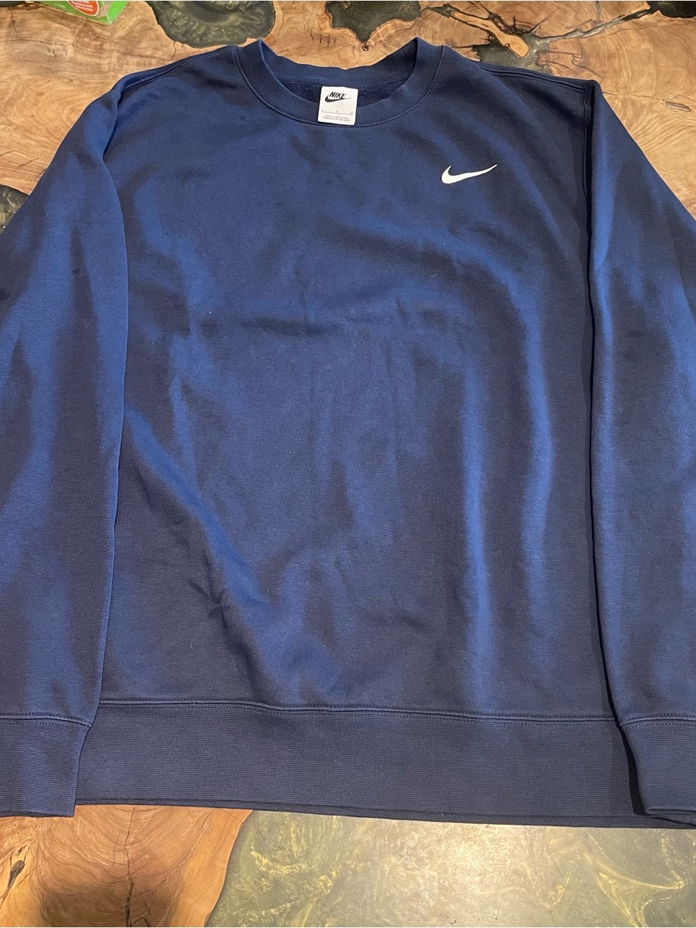 Nike Navy Blue Crewneck Sweatshirt with White Swoosh